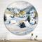 Designart - Mountain Village In Winter - Traditional Metal Circle Wall Art
